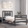 Gray solid wood bed frame with headboard 90x200 cm by vidaXL, Beds and slatted bases - Ref: Foro24-3194558, Price: 103,08 €, ...