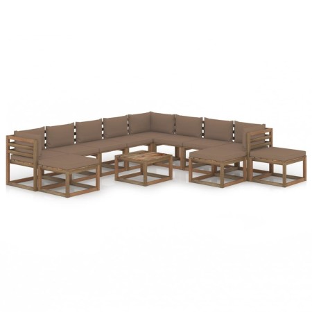 Juego de muebles de jardín 12 piezas con cojines gris taupe de vidaXL, Conjuntos de jardín - Ref: Foro24-3067592, Precio: 764...