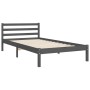 Gray solid wood bed frame with headboard 90x200 cm by vidaXL, Beds and slatted bases - Ref: Foro24-3194558, Price: 103,08 €, ...