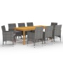 Juego de comedor de jardín 9 piezas gris de vidaXL, Conjuntos de jardín - Ref: Foro24-3067860, Precio: 740,76 €, Descuento: %