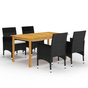 Juego de comedor para jardín de 5 piezas negro de vidaXL, Conjuntos de jardín - Ref: Foro24-3067761, Precio: 363,51 €, Descue...