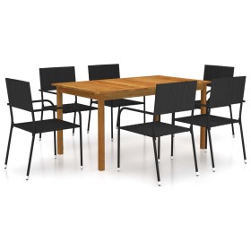 Juego de comedor para jardín de 7 piezas negro de vidaXL, Conjuntos de jardín - Ref: Foro24-3067830, Precio: 324,69 €, Descue...