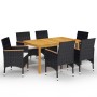 Juego de comedor de jardín de 7 piezas negro de vidaXL, Conjuntos de jardín - Ref: Foro24-3067771, Precio: 489,01 €, Descuent...