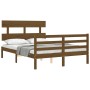 Estructura de cama matrimonio con cabecero madera marrón miel de vidaXL, Camas y somieres - Ref: Foro24-3195064, Precio: 147,...