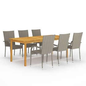 Juego de comedor para jardín de 7 piezas gris de vidaXL, Conjuntos de jardín - Ref: Foro24-3067879, Precio: 436,99 €, Descuen...