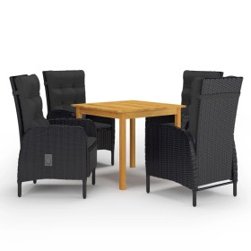 Juego de comedor de jardín de 5 piezas negro de vidaXL, Conjuntos de jardín - Ref: Foro24-3067682, Precio: 700,17 €, Descuent...