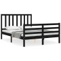 Bed frame with black solid wood headboard 140x200 cm by vidaXL, Beds and slatted bases - Ref: Foro24-3193860, Price: 154,99 €...