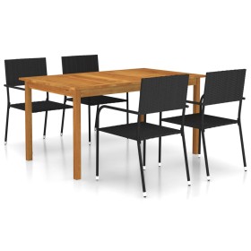 Juego de comedor para jardín de 5 piezas negro de vidaXL, Conjuntos de jardín - Ref: Foro24-3067828, Precio: 268,99 €, Descue...