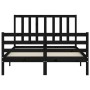 Bed frame with black solid wood headboard 140x200 cm by vidaXL, Beds and slatted bases - Ref: Foro24-3193860, Price: 154,99 €...