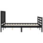 Bed frame with black solid wood headboard 140x200 cm by vidaXL, Beds and slatted bases - Ref: Foro24-3193860, Price: 154,99 €...