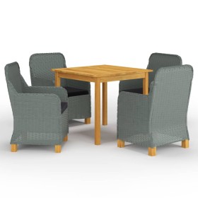 Juego de comedor para jardín de 5 piezas gris claro de vidaXL, Conjuntos de jardín - Ref: Foro24-3067759, Precio: 630,99 €, D...