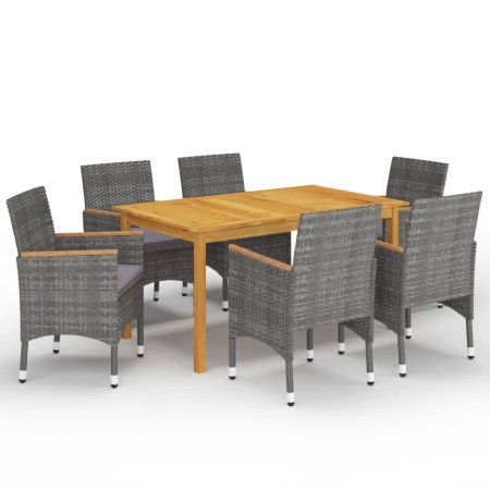 Juego de comedor de jardín de 7 piezas gris de vidaXL, Conjuntos de jardín - Ref: Foro24-3067772, Precio: 551,32 €, Descuento: %