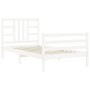 White solid wood bed frame with headboard 90x200 cm by vidaXL, Beds and slatted bases - Ref: Foro24-3193907, Price: 98,66 €, ...