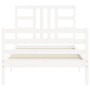 White solid wood bed frame with headboard 90x200 cm by vidaXL, Beds and slatted bases - Ref: Foro24-3193907, Price: 98,66 €, ...