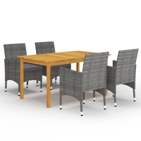 Juego de comedor para jardín de 5 piezas gris de vidaXL, Conjuntos de jardín - Ref: Foro24-3067762, Precio: 410,47 €, Descuen...