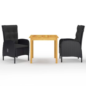 Black 3-Piece Garden Dining Set by vidaXL, Garden sets - Ref: Foro24-3067680, Price: 413,14 €, Discount: %