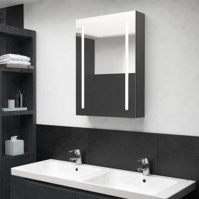 Armario de baño con espejo y luz LED gris 50x13x70 cm de vidaXL, Tocadores de baño - Ref: Foro24-326497, Precio: 126,12 €, De...