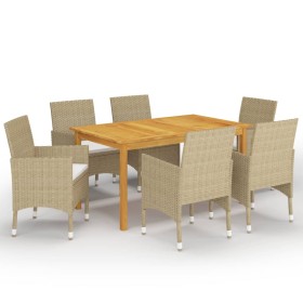 Juego de comedor de jardín de 7 piezas beige de vidaXL, Conjuntos de jardín - Ref: Foro24-3067767, Precio: 511,81 €, Descuent...