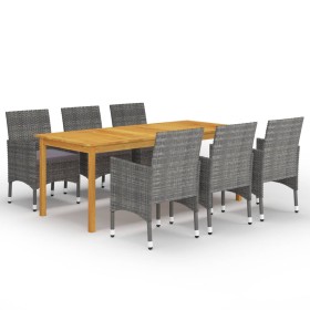 Juego de comedor de jardín de 7 piezas gris de vidaXL, Conjuntos de jardín - Ref: Foro24-3067856, Precio: 599,11 €, Descuento: %