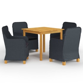 Juego de comedor para jardín de 5 piezas gris oscuro de vidaXL, Conjuntos de jardín - Ref: Foro24-3067757, Precio: 520,14 €, ...