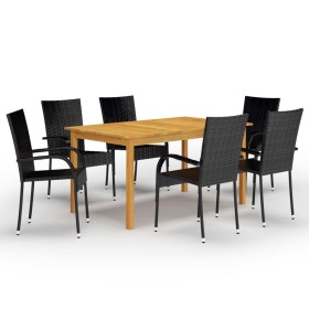 Juego de comedor para jardín de 7 piezas negro de vidaXL, Conjuntos de jardín - Ref: Foro24-3067787, Precio: 444,00 €, Descue...