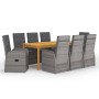 Garden dining set 9 pieces gray by vidaXL, Garden sets - Ref: Foro24-3067904, Price: 1,00 €, Discount: %