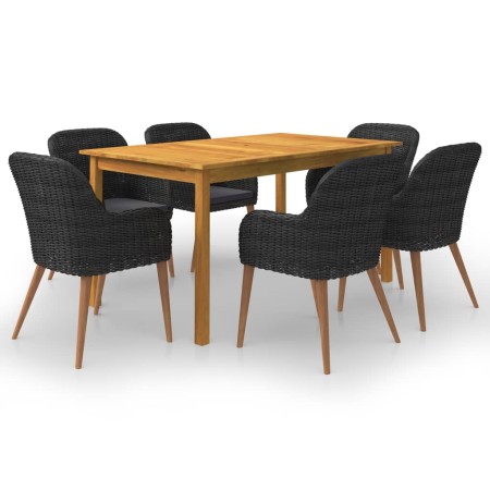 Juego de comedor para jardín de 7 piezas negro de vidaXL, Conjuntos de jardín - Ref: Foro24-3067826, Precio: 744,83 €, Descue...