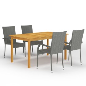 Juego de comedor para jardín 5 piezas gris de vidaXL, Conjuntos de jardín - Ref: Foro24-3067785, Precio: 310,99 €, Descuento: %