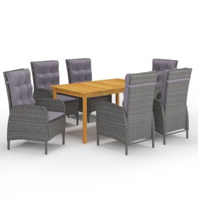 Juego de comedor de jardín de 7 piezas gris de vidaXL, Conjuntos de jardín - Ref: Foro24-3067775, Precio: 1,00 €, Descuento: %