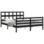 Estructura de cama con cabecero madera maciza negro 160x200 cm de vidaXL, Camas y somieres - Ref: Foro24-3194845, Precio: 157...