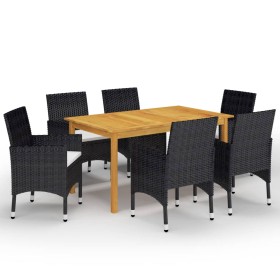 Set de comedor de jardín de 7 piezas negro de vidaXL, Conjuntos de jardín - Ref: Foro24-3067765, Precio: 507,80 €, Descuento: %