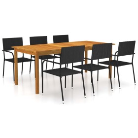 Juego de comedor para jardín de 7 piezas negro de vidaXL, Conjuntos de jardín - Ref: Foro24-3067922, Precio: 380,99 €, Descue...