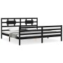 Bed frame with black solid wood headboard 200x200 cm by vidaXL, Beds and slatted bases - Ref: Foro24-3194465, Price: 170,40 €...