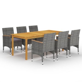 Juego de comedor de jardín de 7 piezas gris de vidaXL, Conjuntos de jardín - Ref: Foro24-3067864, Precio: 619,31 €, Descuento: %