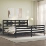 Bed frame with black solid wood headboard 200x200 cm by vidaXL, Beds and slatted bases - Ref: Foro24-3194465, Price: 170,40 €...