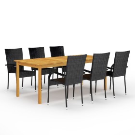 Juego de comedor para jardín de 7 piezas negro de vidaXL, Conjuntos de jardín - Ref: Foro24-3067878, Precio: 501,88 €, Descue...