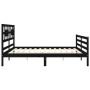 Bed frame with black solid wood headboard 200x200 cm by vidaXL, Beds and slatted bases - Ref: Foro24-3194465, Price: 170,40 €...