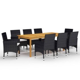 Juego de comedor de jardín de 9 piezas negro de vidaXL, Conjuntos de jardín - Ref: Foro24-3067859, Precio: 661,10 €, Descuent...