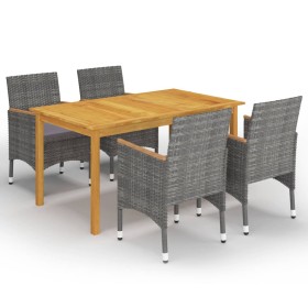 Juego de comedor de jardín de 5 piezas gris de vidaXL, Conjuntos de jardín - Ref: Foro24-3067770, Precio: 419,99 €, Descuento: %