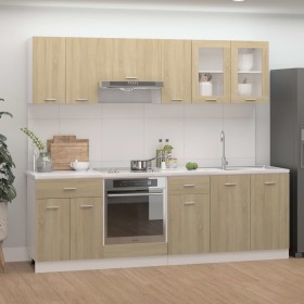 Sonoma oak chipboard 8-piece kitchen furniture set by vidaXL, Kitchen cabinets - Ref: Foro24-3067650, Price: 502,99 €, Discou...