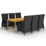 Set de comedor de jardín de 7 piezas negro de vidaXL, Conjuntos de jardín - Ref: Foro24-3067868, Precio: 1,00 €, Descuento: %