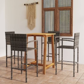 Conjunto de bar para jardín 5 piezas gris de vidaXL, Conjuntos de jardín - Ref: Foro24-3067957, Precio: 319,99 €, Descuento: %