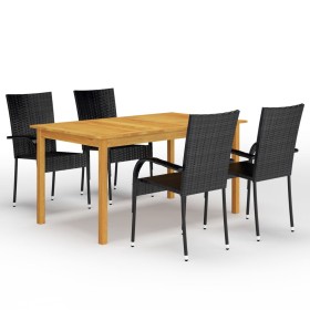 Juego de comedor para jardín 5 piezas negro de vidaXL, Conjuntos de jardín - Ref: Foro24-3067784, Precio: 345,75 €, Descuento: %