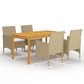 Beige 5-Piece Garden Dining Set by vidaXL, Garden sets - Ref: Foro24-3067763, Price: 383,99 €, Discount: %