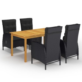 Black 5-Piece Garden Dining Set by vidaXL, Garden sets - Ref: Foro24-3067774, Price: 727,99 €, Discount: %