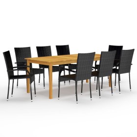 9-Piece Black Garden Dining Set by vidaXL, Garden sets - Ref: Foro24-3067881, Price: 596,63 €, Discount: %