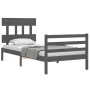 Estructura de cama con cabecero madera maciza gris 90x200 cm de vidaXL, Camas y somieres - Ref: Foro24-3195143, Precio: 98,39...