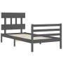 Estructura de cama con cabecero madera maciza gris 90x200 cm de vidaXL, Camas y somieres - Ref: Foro24-3195143, Precio: 98,39...