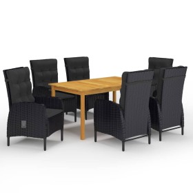 Black 7-Piece Garden Dining Set by vidaXL, Garden sets - Ref: Foro24-3067776, Price: 1,00 €, Discount: %