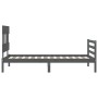 Estructura de cama con cabecero madera maciza gris 90x200 cm de vidaXL, Camas y somieres - Ref: Foro24-3195143, Precio: 98,39...